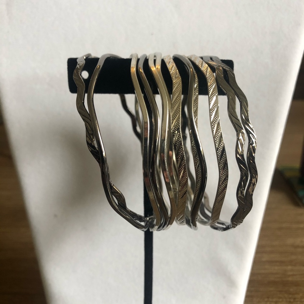 Bracelet and hoop earrings